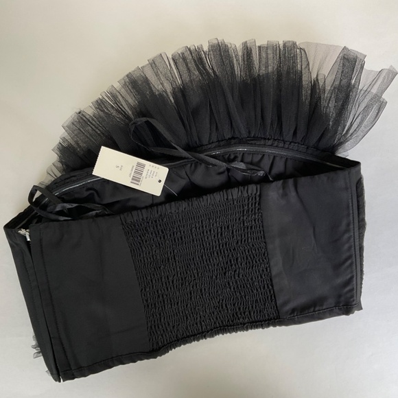 Anthropologie Ranna Gill Strapless Tulle Cropped Bustier Fashion Top Bla… - Picture 4 of 11